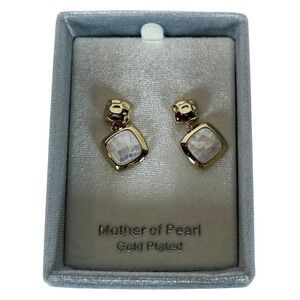 City by City Mother of Pearl Gold Plated Square Drop Earrings